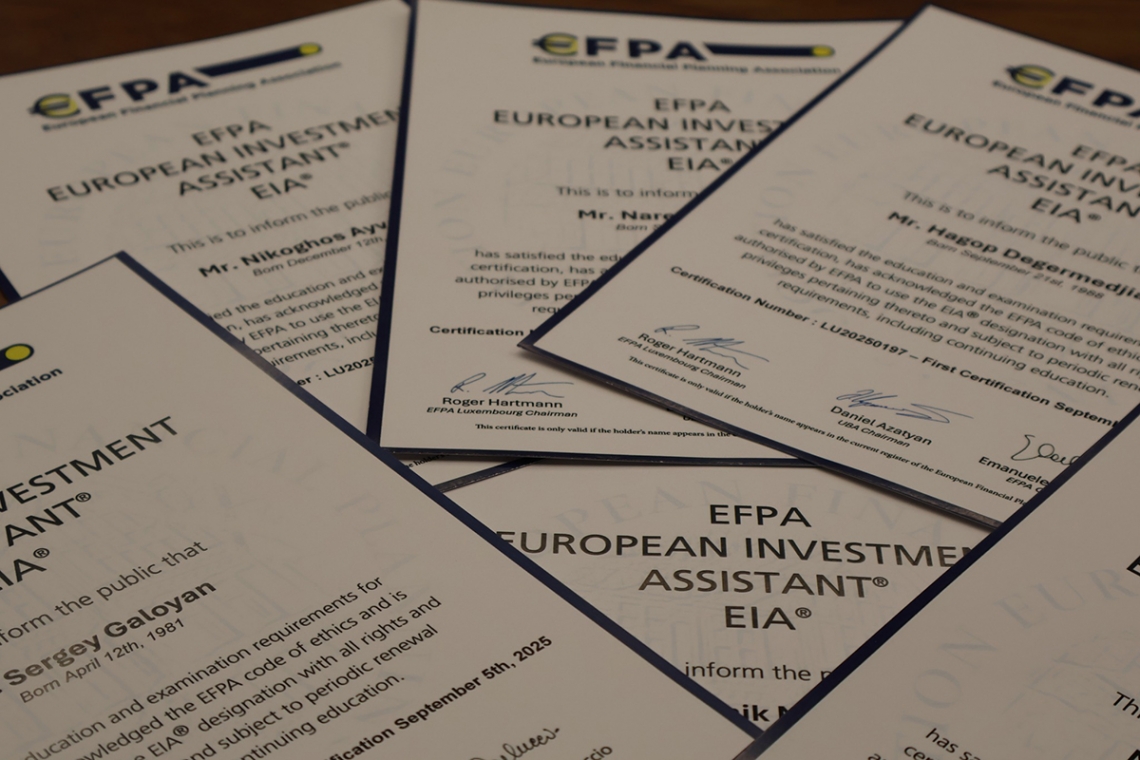 ՀԲՄ-ն շնորհեց EFPA EIA առաջին վկայականները Հայաստանում ՀԲՄ-ն շնորհեց EFPA EIA առաջին վկայականները Հայաստանում